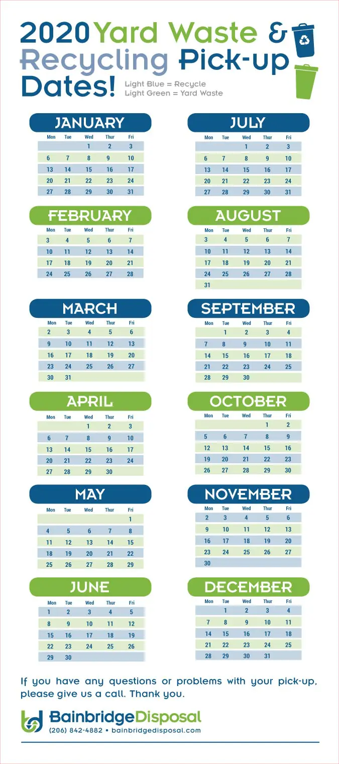 Bainbridge Disposal Recycling & Yard Waste Schedule